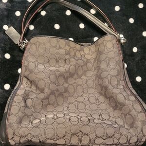 Coach Black and Gray Shoulder Bag with Signature Style